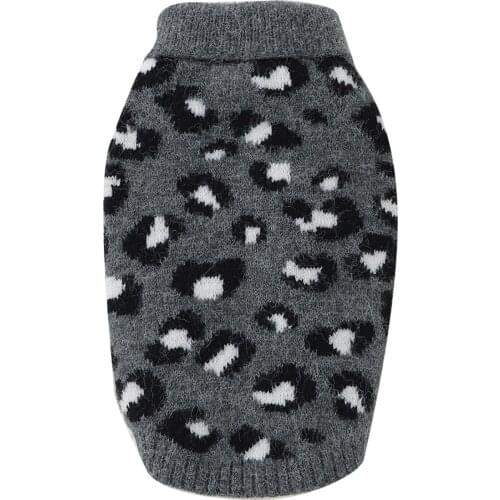 Dog Sweater Pet Winter Knitwear Leopard Pattern Puppy Warm Clothes Suitable For Christmas Street Wear Home Wear