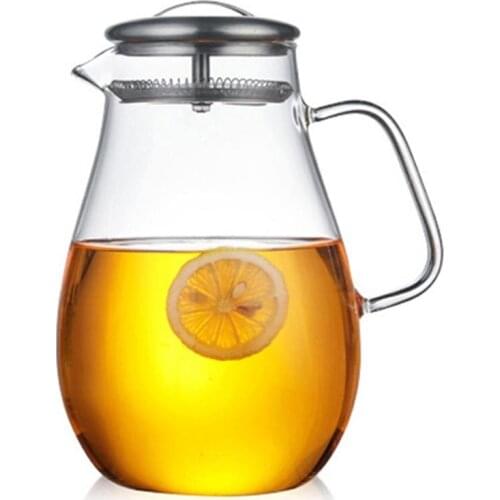 1900 Ml Explosion-proof Heat-resistant Glass Teapot, Removable Stainless Steel Lid, Juice Bottle For Hotel Restaurant