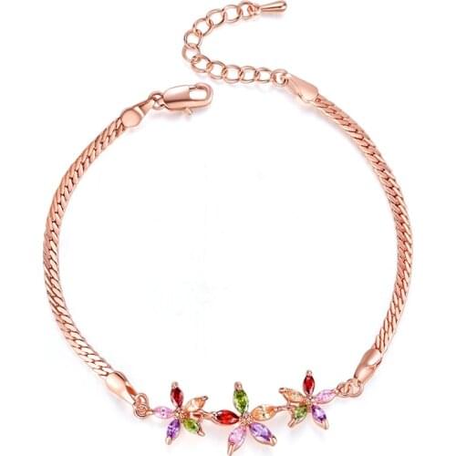 ZSLBS New Fashion Adjustable Charm Crystal Flower Bracelets For Women Bracelet Clavicle Chain Bangle Jewelry Gift Pulseras Mujer