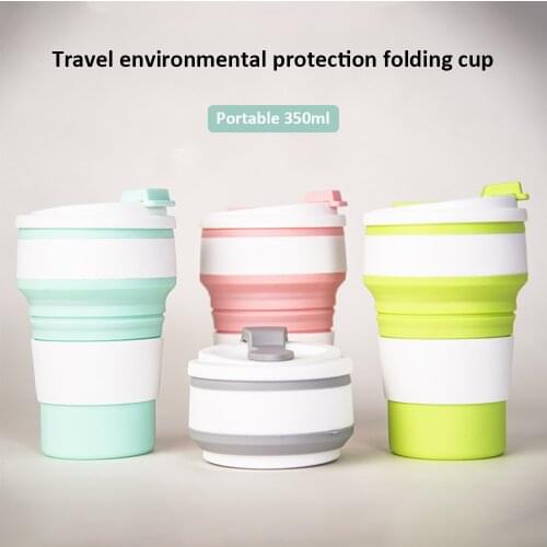 1pc 350ml Food Grade Collapsible Tea Coffee Cups Portable Coffee Mugs Drinking Ware Mug Silicone Travel Cup Folding Water Cups