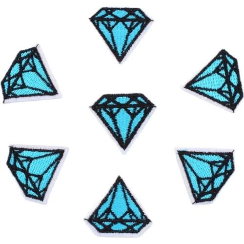 10pcs/lot Quality Embroidered Blue Diamond Patch Iron On Clothes Stickers DIY Fabric Stickers Jeans Patch Coats Badge appliques