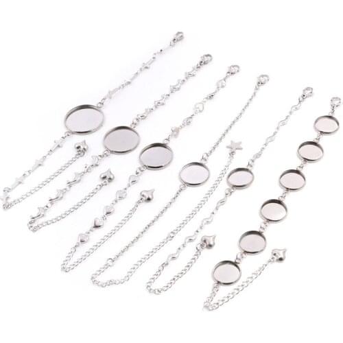 2pcs 12mm 14mm 16mm 18mm 20mm 316 stainless steel Bangle Base Bracelet Blank Findings Tray Bezel Setting Cabochon Cameo