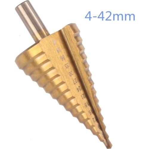 4-42 mm Titanium Coated Step Drill Bit Drilling Power Tools for Metal High Speed Steel Wood Hole Cutter Step Cone Drill