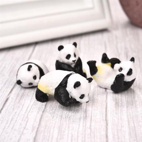 4pcs/set of miniature funny cute panda moss micro ornament terrarium decoration landscape baby garden panda resin fairy statue