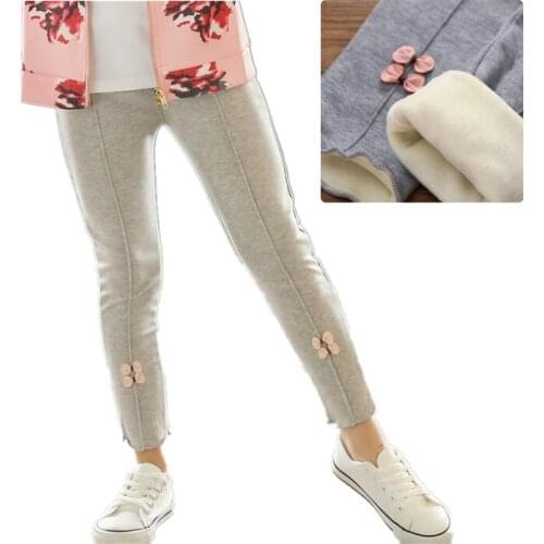 Winter Thicken Trousers For Children Girls Velvet Pencil Pants With Bow Kids Fashion Leggings Infant Skinny Costumes Perneiras