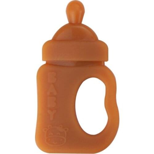 Cartoon Milk Bottle Shape Baby Teether Silicone Chewing Teething Nursing Soother 425F