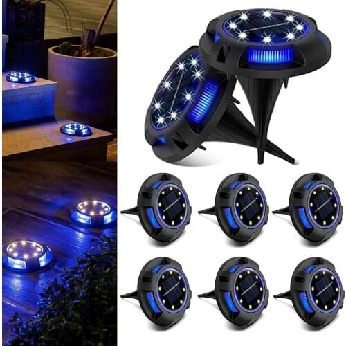 Solar Powered Disk Lights Outdoor Waterproof Buried Lights Garden Landscape Lighting Yard Deck Patio Pathway Walkway Lawn Lamp
