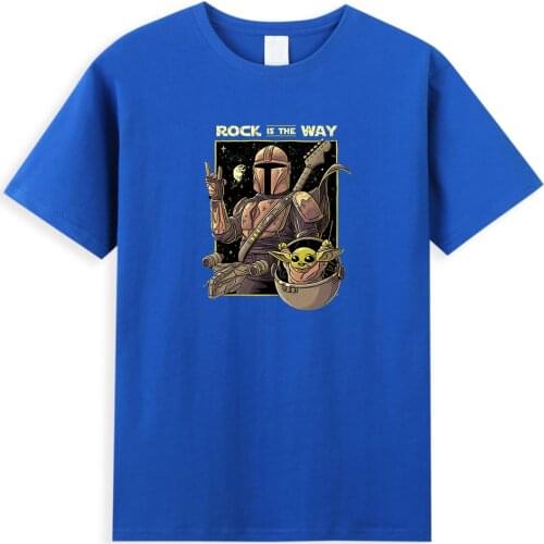 Star wars Baby Yoda Printed T-Shirt The Mandalorian Graphic T shirt Rock is the Way Tops Tees Harajuku Cartoon Manga Men Tshirt