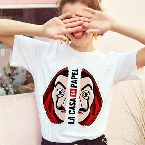 New Harajuku Womens T-shirt La Casa De Papel Printed T shirt Summer Fashion Paper House Casual Top Short Sleeve Tshirt Female