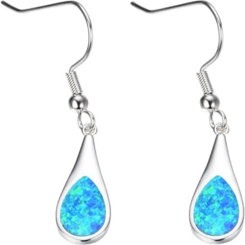 FYJS Unique Silver Plated 3 Colors Opalite Opal Dangle Earrings for Elegant Women Water Drop Jewelry