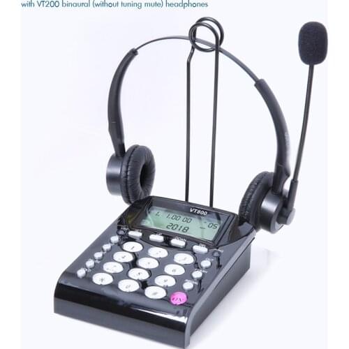 Crystal Buttons Call Center Dialpad Headset Black Telephone with Adjustable Volume & LCD Brightness, REDIAL for Office, Home