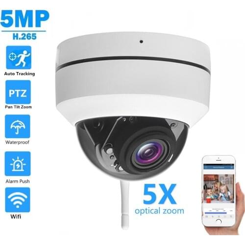 H.265/H.264 5MP PTZ Security CCTV Wireless Wifi IP Camera 5x Optical Zoom Outdoor AI Human Auto Tracking Audio CamHi Phone View