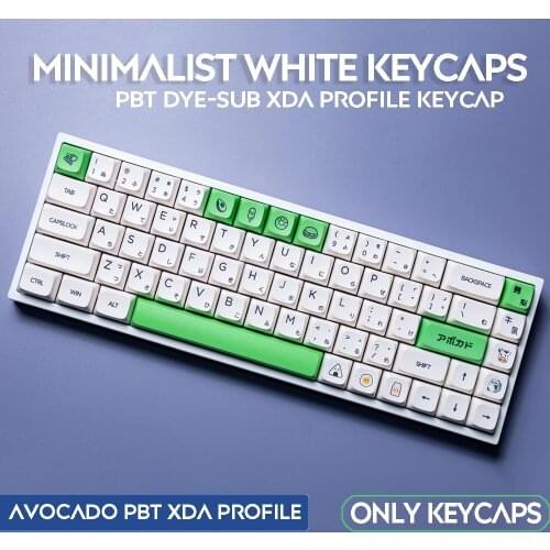 Avocado And Milk Theme Keycaps 1 Set For MX Switch Mechanical Keyboard PBT Dye Subbed Bee Japanese Minimalist White XDA Keycaps