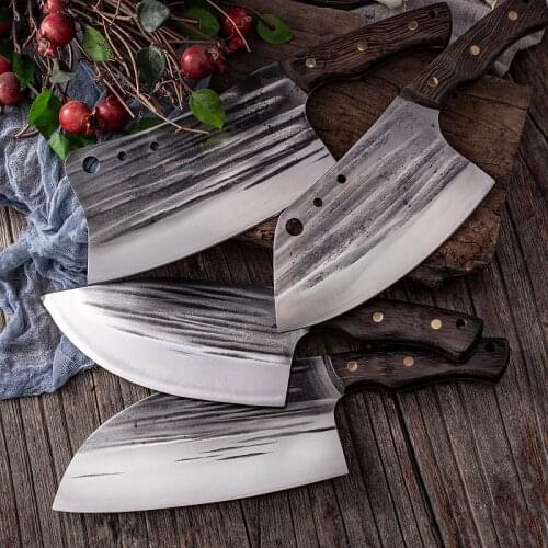 Forged Kitchen Knife Slicing Chopping Bone Knife Cutting Meat Vegetable High Manganese Stainless Steel Meat Cleaver Chef Knives