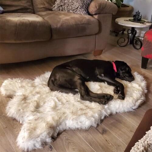 Pet Beds Faux Fur Dog Mat Curve Dog Rug Winter Thicken Warm Dogs Pet Medium Small For Large & Dog Sleeping Cats Blanket Cushion