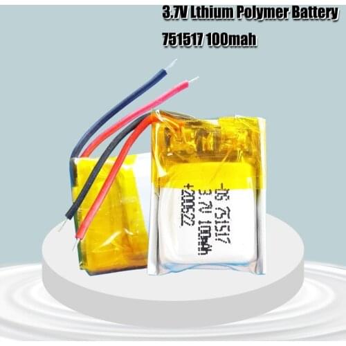 3.7v 100mah 751517 li ion Rechargeable Battery for Cheerson CX-10 CX10 CX12 JJ820 V646 V676 JJ810 RC Helicopter RC Quadcopter