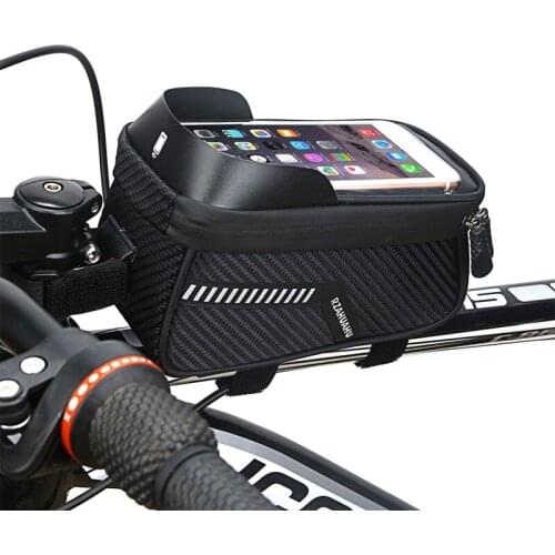 Fashion PVC Bike Front Tube Storge Bags Cycling Handlebar Tools Bag 6.7Inch Mobile Phone Holder Waterproof Bicycle Accessories