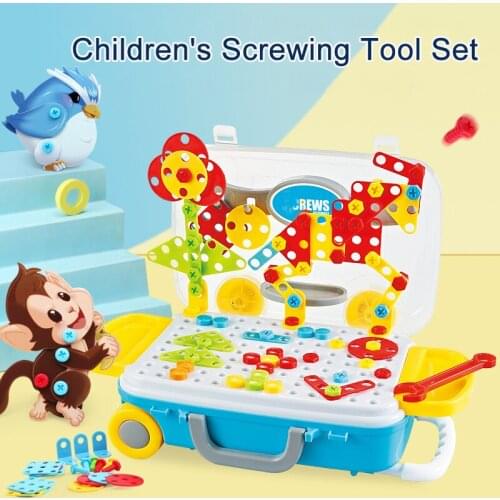 DIY Puzzle Disassembly Toy Assembly Nut Mushroom Nail Screw Tool Set Electric Drill Toolbox Toys For Children Boys Kids Gift