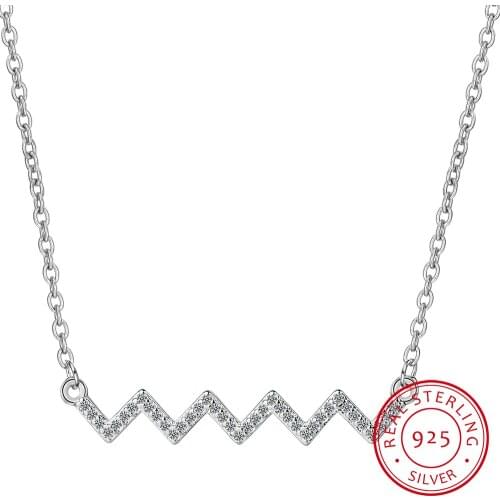Newest Micro Zirconia Heartbeat Wave 925 Sterling Silver Necklace For Women Short Clavicle Chain Christmas Gift S-n302