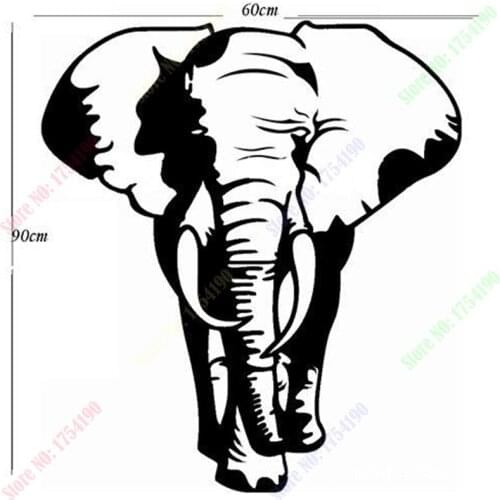 New Home Decor Wall Sticker Wall Art Removable Decoration Decal Black Elephant 60X90CM