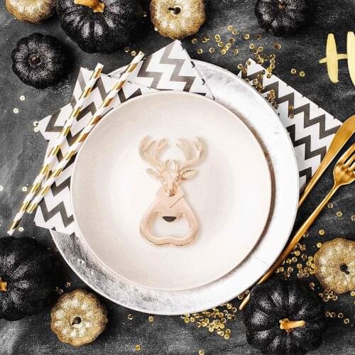 Woodland Deer Beer Bottle Opener Rustic Wedding engagement Birthday Bridal Baby Shower Christmas New Year Gift Party decoration