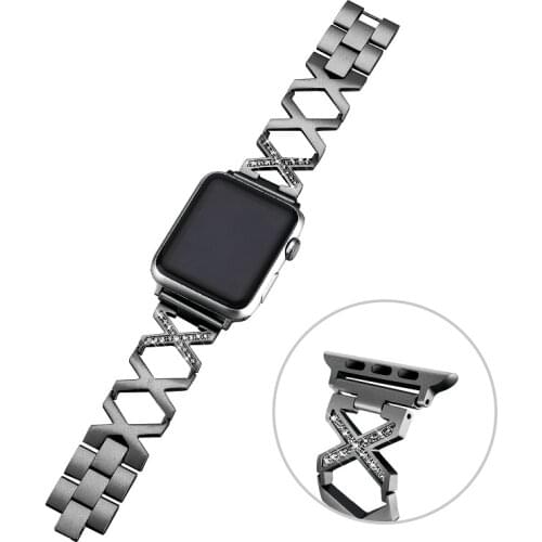 Diamond strap For Apple Watch Band 6/5/4/3/2/1 44mm/38mm stainless steel strap metal watchband iwatch SE/6 42mm/40mm bracelet