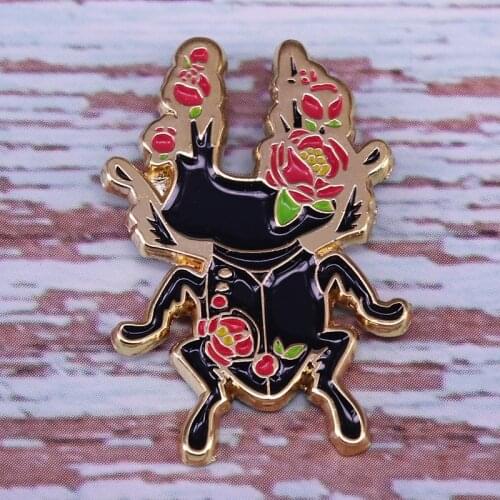 Flower stag beetle pin insect lovers chic addition
