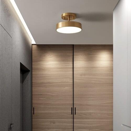 Nordic Aisle Corridor LED Small Ceiling Lamp Entrance Porch Modern Hotel Bedroom Cloakroom Golden Copper Balcony Lighting