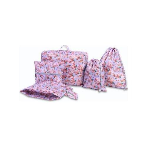 5pcs Plum style Printed Oxford cloth storage bag Travel classification bag free shipping