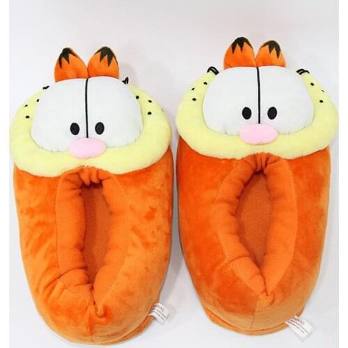 Winter Warm Orange Cat Short Hair Orange Slippers Cute Cartoon Slippers Plush Slides Unisex Couples Home Bedroom Slippers Shoes
