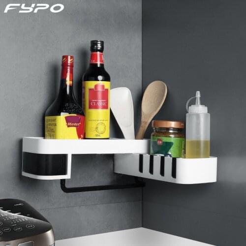 Corner Shower Shelf Bathroom Shampoo Shower Shelf Holder Kitchen Storage Rack Organizer Wall Mounted Rotatable Bath Accessories