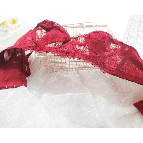 Ultra-thin Sexy Lace Bra Plus size B C D E F G H Cup Underwire Gather Adjustment Plunge Lingerie Bras For Women Underwear BH