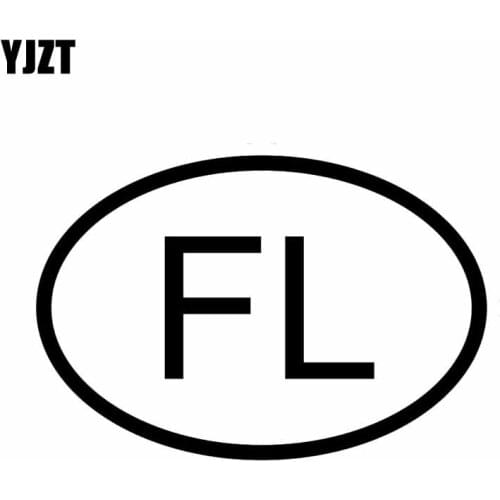 YJZT 13.5CM*9.2CM FL FLORIDA COUNTRY CODE OVAL CAR STICKER VINYL DECAL Black Silver C10-01195