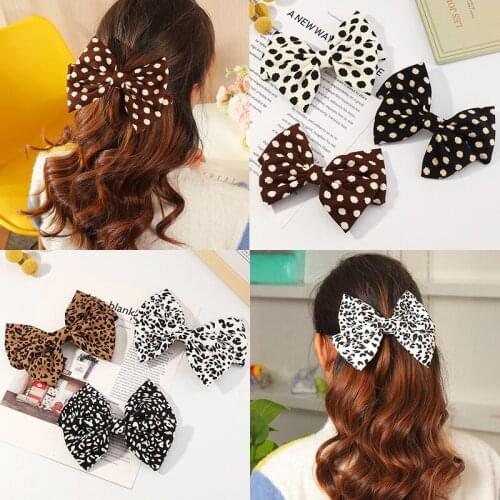 2021 Leopard Bow With Hair Clip For Women Girls Elegant Bow Tie Hair Pins Vintage Bow Hair Clip Prom Hair Accessories HairGrips