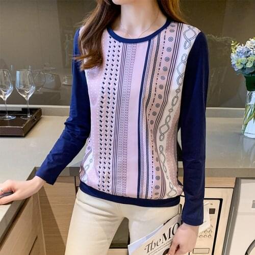 Fashion Womens Tshirt Casual Tops printing T Shirt Basic bottoming shirts Ladies o-neck Long Sleeve Tee Shirt