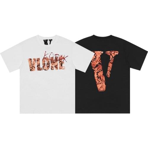 VLONE short-sleeved female couple loose street T-shirt hip-hop trend mens cotton casual letter printing V92626