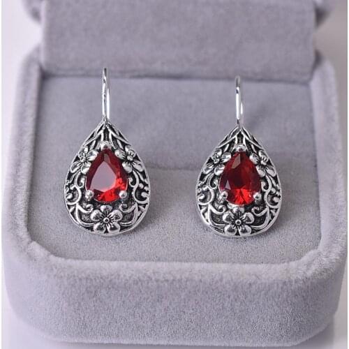 Women Waterdrop Rhinestone Earrings Fashion Red Crystal Drop Earrings Hanging Dangle Earring pendientes Modern Jewelry kolczyki