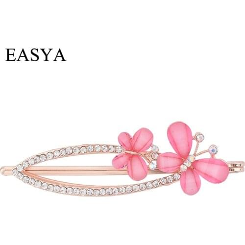 EASYA Fashion Rhinestone Butterfly Hairpins Headwear Jewelry Elegant Crysatal Hair Clips Hair Accessories For Women Girls