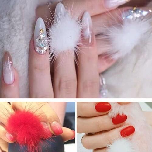 12 Pcs Bulk Price Nail Art Decorations Detachable Magnet Fashion Pompoms Fluffy Ball 3D Jewelry Manicure Design Accessories