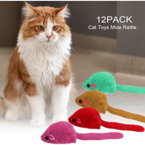 12PCS Cat Toys Mouse Real Plush Mice With Rattling Sounds Mouse Funny Sound Squeaky Toys For Cats 2020 New