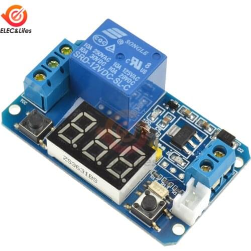DC 12V LED Digital Time Delay Relay Trigger Timer Control Cycle Adjustable Switch Relay Module 0-999s 0-999min with Cables