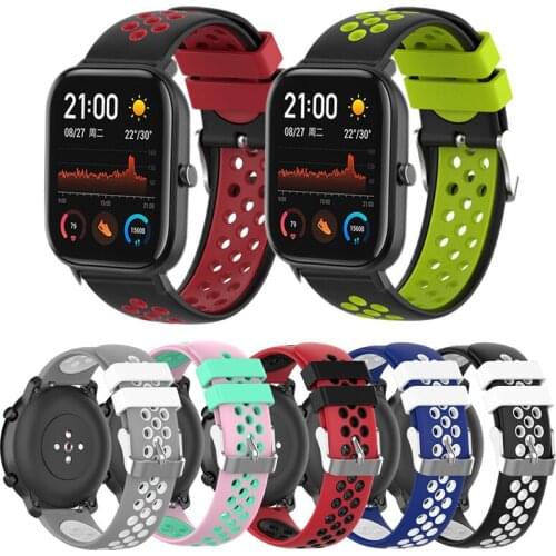 20mm Metal Buckle Watchband for Xiaomi Huami Amazfit Bip Youth/Amazfit GTS Wrist Strap Sports Silicone band for Amazfit GTR 42MM