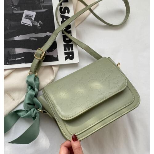 2021 Spring Fashion Simple Lady Crossbody Bag Pu Leather Shoulder Bag And Retro Small Square Bag Embossing Messenger Bag
