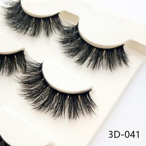 3D-028 3 Pairs Black 100% Real Mink Natural Cross Long Thick Eye Lashes False Eyelashes Makeup Extension Tools