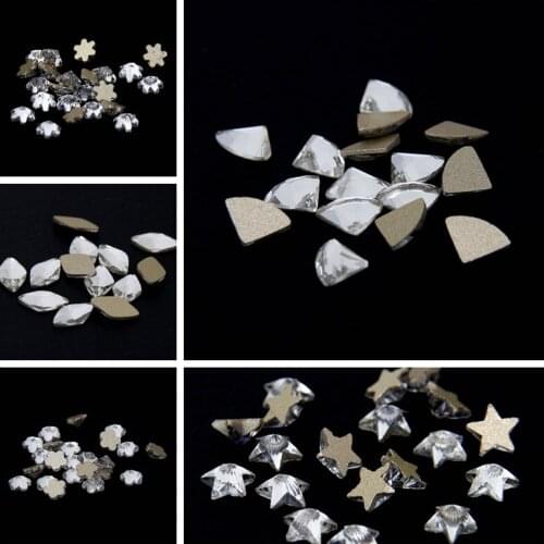 5pcs Glue On Strass Rhinestones For 3D Nails Art Decoration Many Shapes Crystal Clear Glass Stones DIY Crafts Garments Supplies