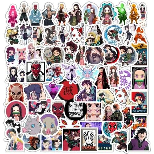 50Pcs Demon Slayer Stickers Waterproof Mobile Phone Laptop Luggage Skateboard Car Accessories Sticke
