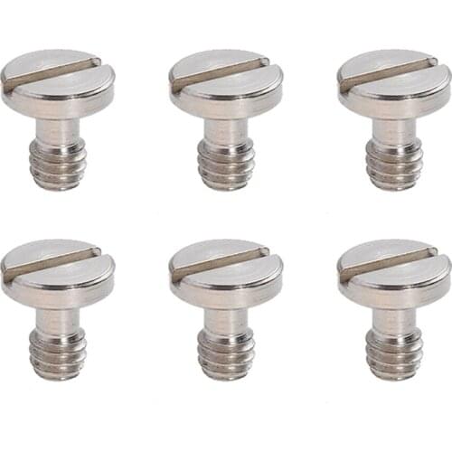 6Pcs Portable Metal Stainless Steel Universal 1/4 Screws Without Handle For Quick Release Monopod Plate Camera Tripod