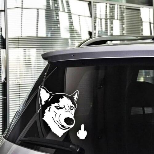 Volkrays Car-styling Creative Funny Serious Husky Dog Car Sticker Decal Accessories for Volkswagen Polo Golf Audi Skoda Renault