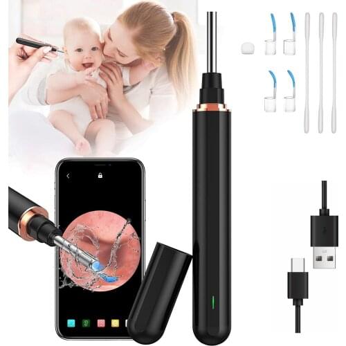 Wireless Otoscope Portable Ear Endoscope Cleaner, Visual Ear Wax Removal Camera with 6 LED Lights for IPhone Android Smartphone