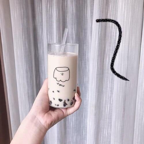 Mother And Kids Cup 400ML Korean Instagram Small Fresh Milk Juice Cold Water Cup With Straw